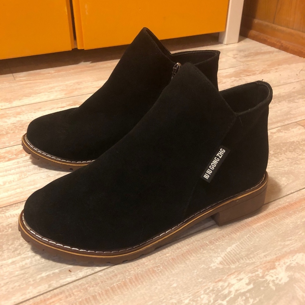 Black Suede Look Chelsea Ankle Boots